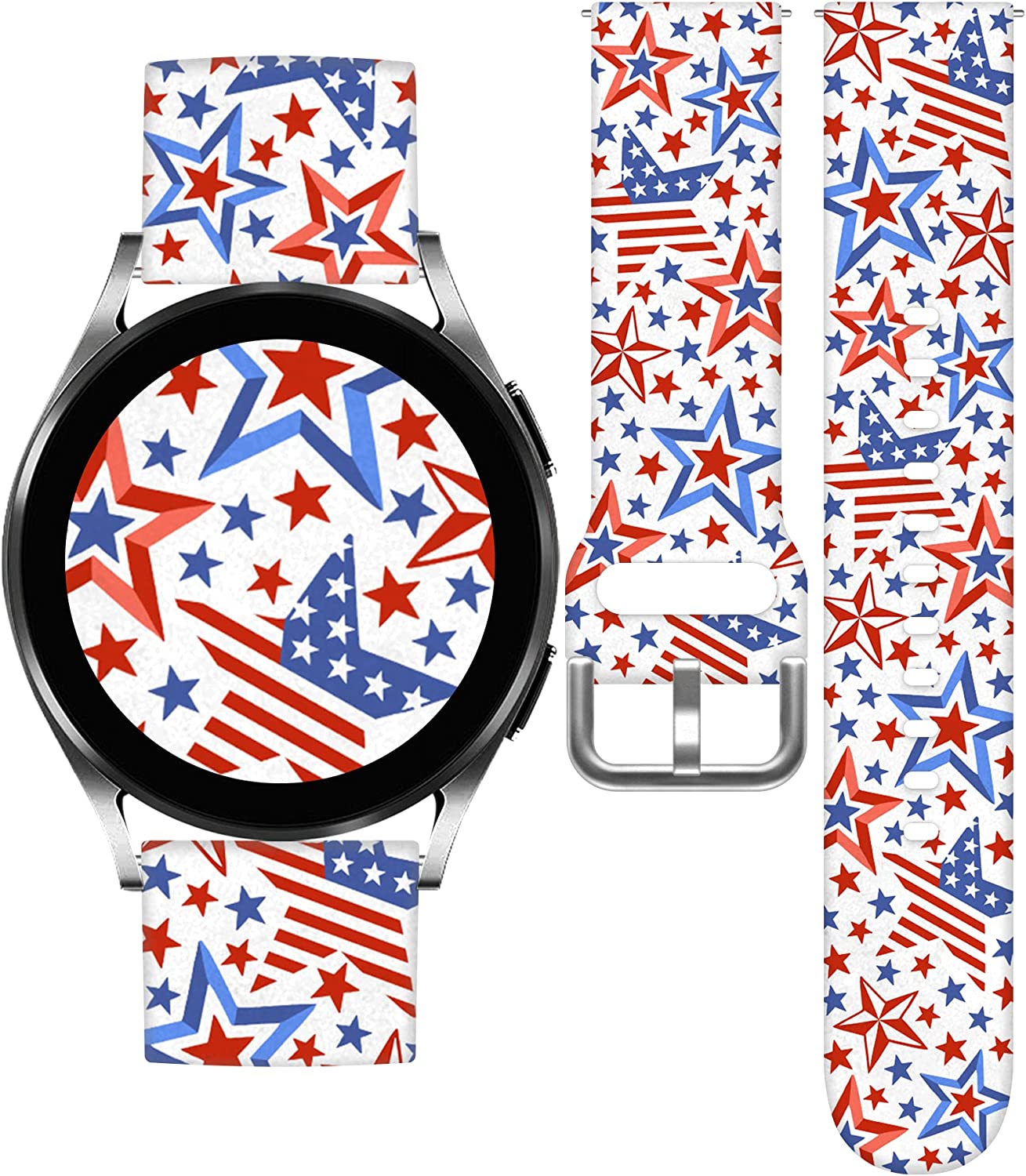 230816045142635_1 TOXXU Holiday Watch Band 20mm Compatible with Samsung Galaxy Watch 5/ Watch 5 Pro / Watch 4/ Watch 4 Classic/ Watch 3/ Watch Active 2/ Watch Active/ Watch for Women men, Festival Cute Pattern Silicone Printed Replacement Strap - Image 1